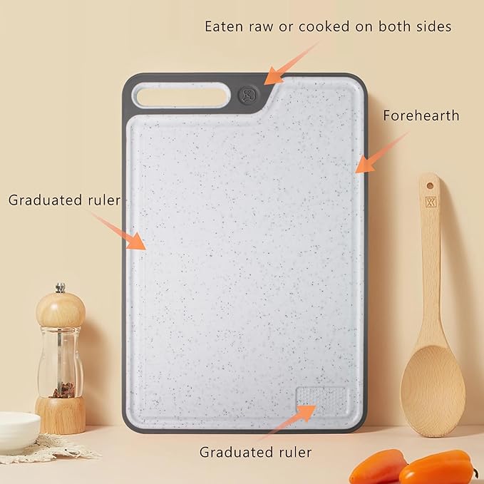 Cutting Boards for Kitchen, Large Cutting Board Set of 2, Non-Slip Cutting Board with Dandle and Juice Groovenon, Dishwasher Safe Cutting Boards (Gray)