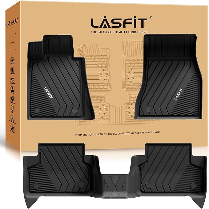 LASFIT Floor Mats for BMW 5 Series G30 2017-2023, Custom Fit TPE All Weather Car Liners 1st & 2nd Row Mat for BMW 530i, 53...