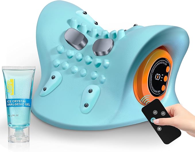 Vzvvzp Neck Massager 2025, Neck Stretcher Cervical Traction with Heat, 3 Modes, Portable Massage Neck Hump Corrector for P...
