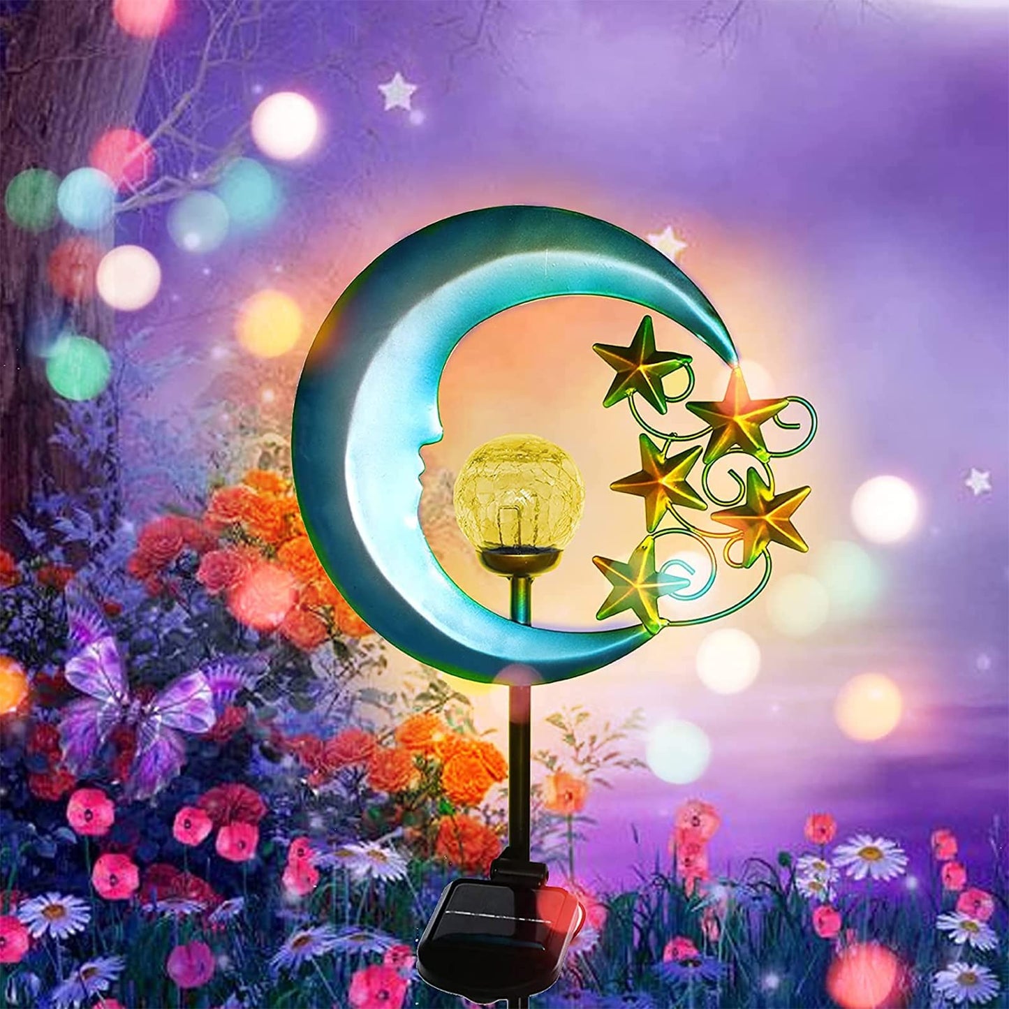 Eprosmin Solar Garden Lights - Waterproof  le Glass Globe Led Pathway Lighting For Yard, Lawn, Patio - Eprosmin-Moon