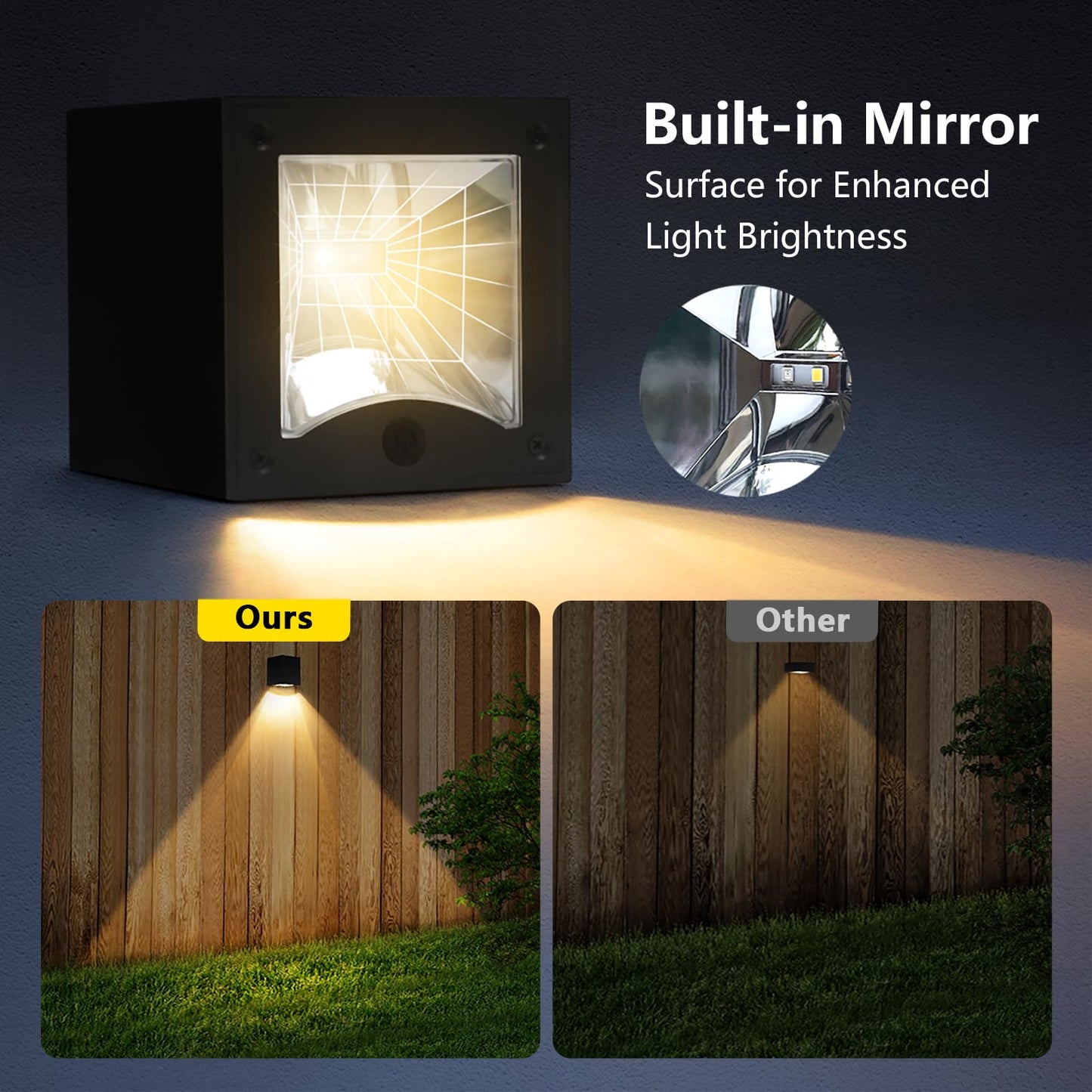 Solar Wall Lights Outdoor Waterproof Dusk To Dawn Solar Fence Light Ip65 Led Square Modern With Warm White & Rgb Modes Lighting For Yard  Patio  Deck  House Numbers 4 Pack