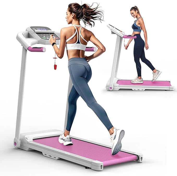 XMKEY Folding Treadmill for Home, 2.5HP Quiet Motor, 300 LBS Capacity, Compact Design with Cup&Pad Holder, LED Display,Saf...