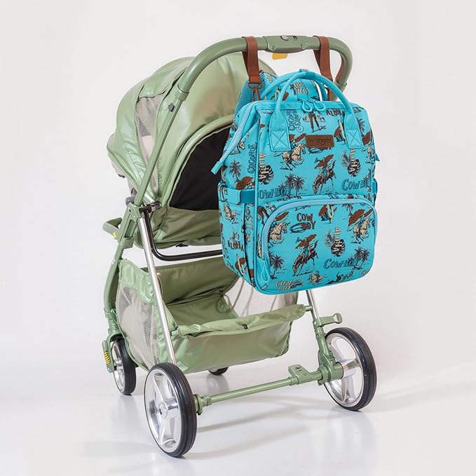 Montana West Wrangler Callie Diaper Bag Backpack with Stroller Straps Western Pattern Multifunction Baby Travel Bag WG2204-91102TQ