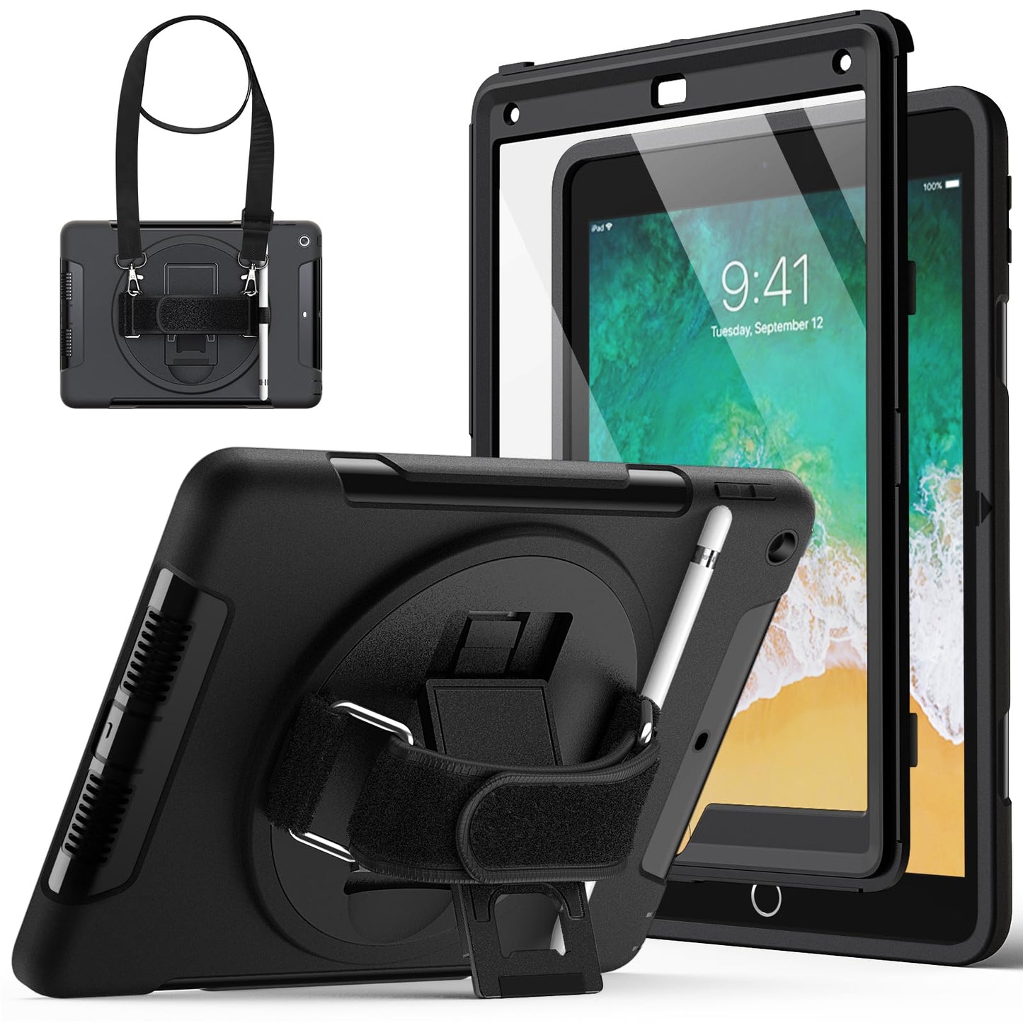 Jetech Case For Ipad 9.7-Inch (6Th/5Th Generation, 2018/2017 Model) With Built-In Screen Protector, Protective Shockproof Rugged