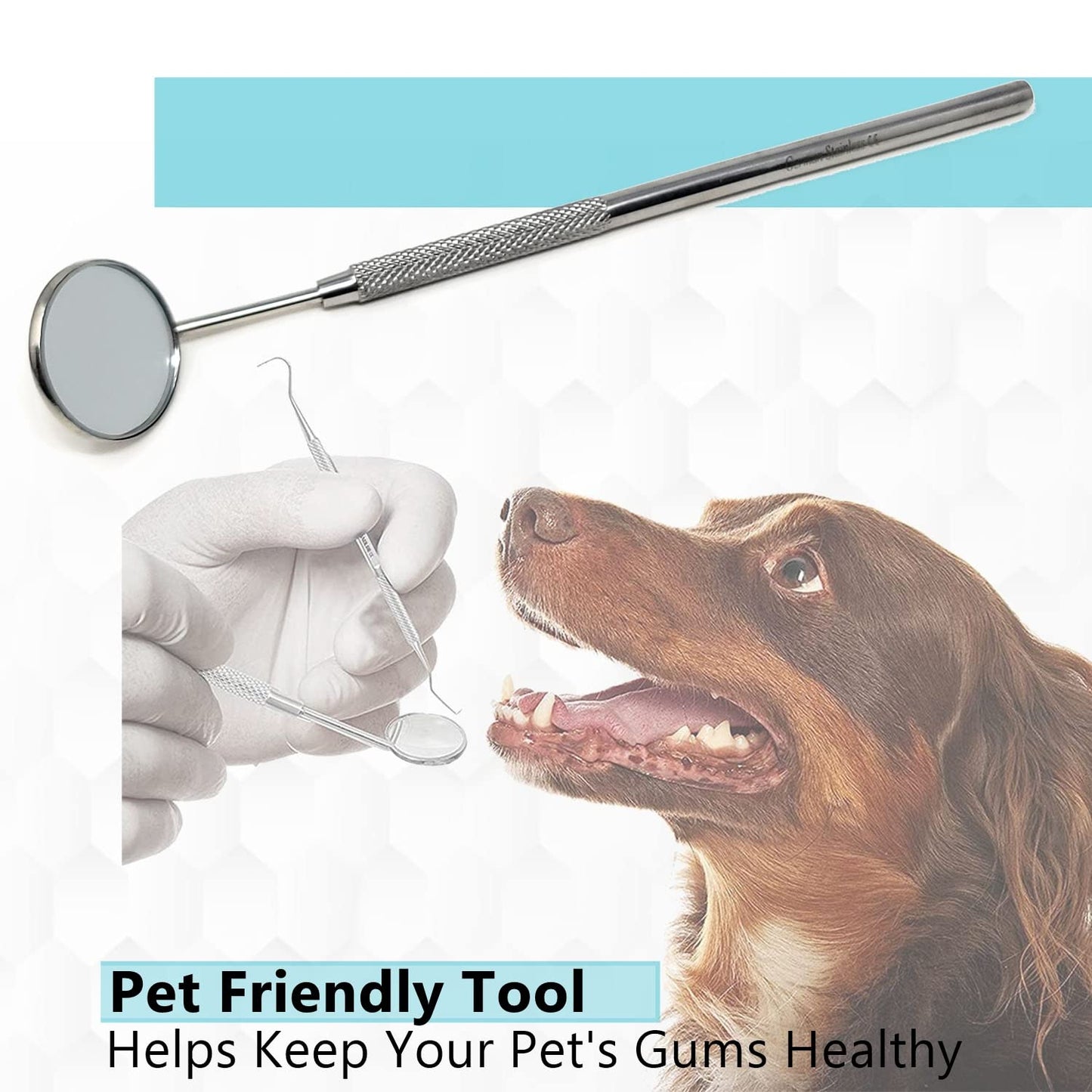 Dental Mouth Teeth Inspection Mirror #5 with Stainless Handle, Cone Socket, Total Length 6.5"