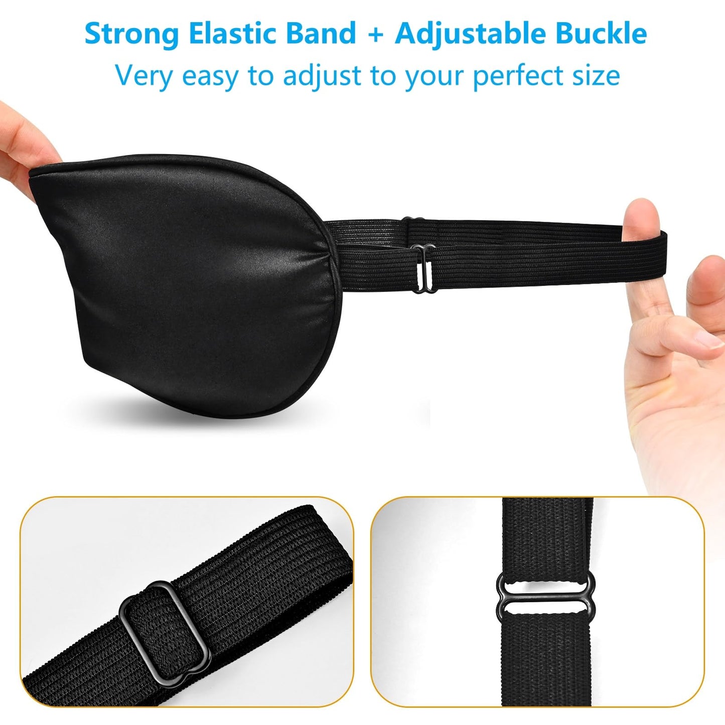 Sleep Mask Eye Mask Silk Sleeping Blindfold for Snoring Night Daytime Rest, Adjustable Shade Cover Block Out Light Blackout Elastic Soft Smooth Comfort Washable for Travel Yoga Nap (Black)