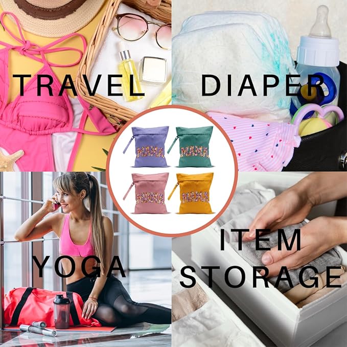 Gifts for New Mom, Mama New Mom Gifts 4 Pack Cute Wet Bag Waterproof Reusable Wet Dry Bag for Swimsuit Clothes Diaper Travel Beach Pool Toiletries Cruises Birthday Camping Postpartum Christmas