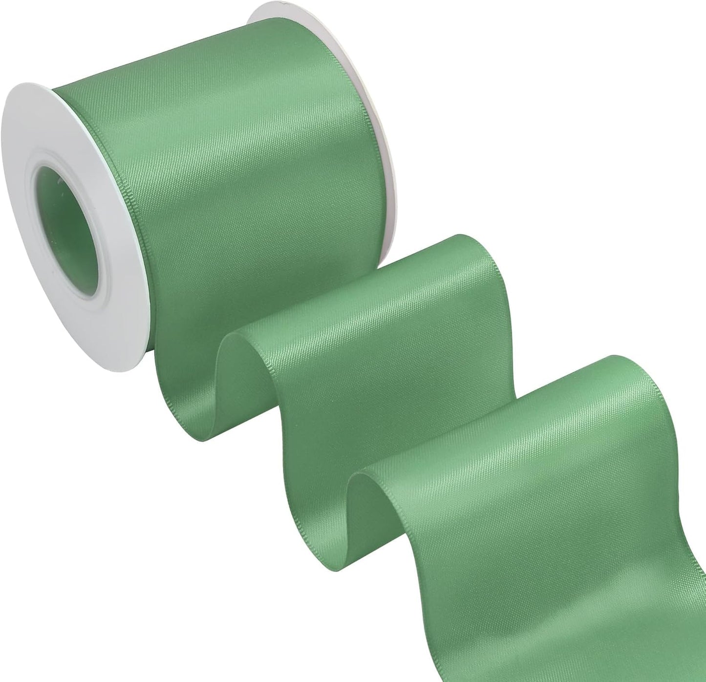 Sage Green Satin Ribbon 3 Inch X 15 Yards Solid Color Double Faced Ribbons Perfect for Crafts Wedding Decor Bow Making Arts Sewing and More