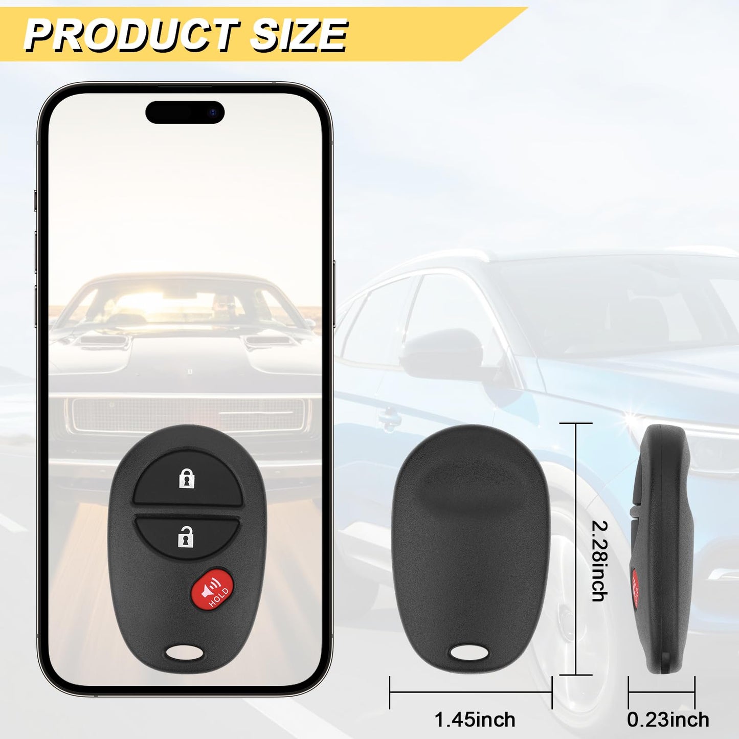Key Fob Replacement For 2008-2013 Toyota Highlander/ 08-18 Sequoia/ 04-17 Sienna/ 05-16 Tacoma/ 07-18 Tundra Car Keyless Entry R