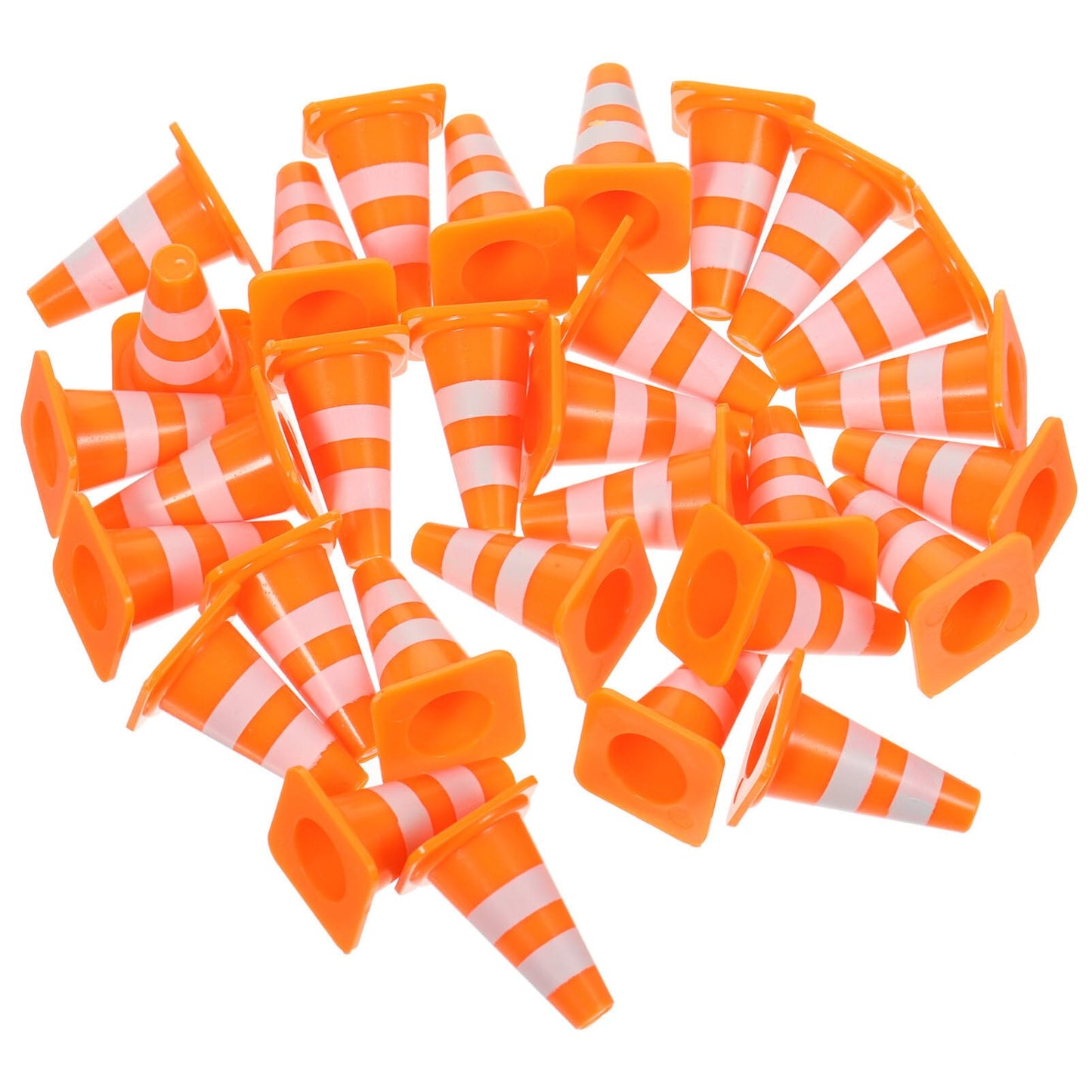 TOPPERFUN 30Pcs Mini Traffic Cones, 1in Mini Cones Orange Small Roadblock Construction Signs, Tiny Traffic Toys Training Scene Roadblocks, Multifunctional Building Theme Party Sports Activity Models