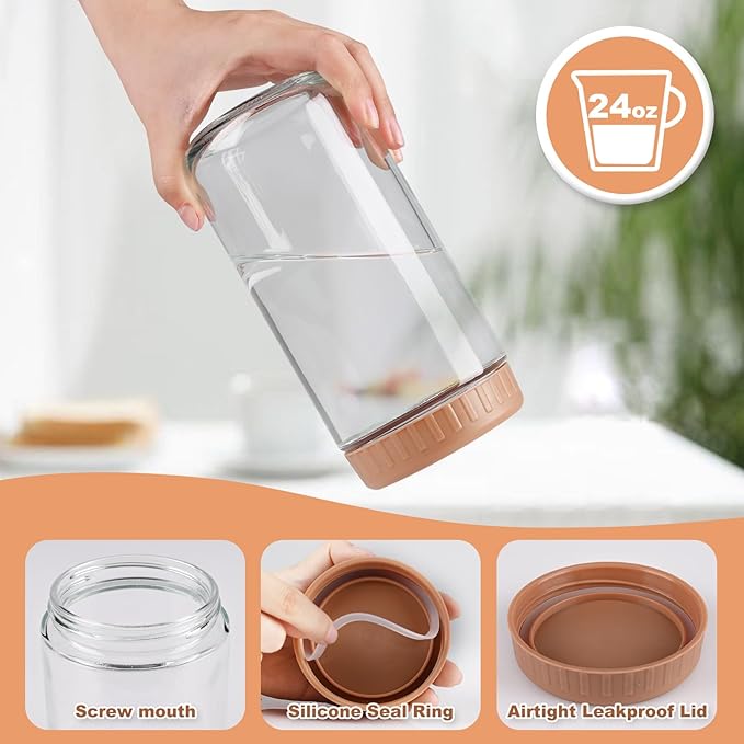Overnight Oats Containers with Lids, 24oz Glass Jars with Lids 8 pcs, Taffy, Wide Mouth Mason jars for Salad, Yogurt, Snacks, Meal Prep