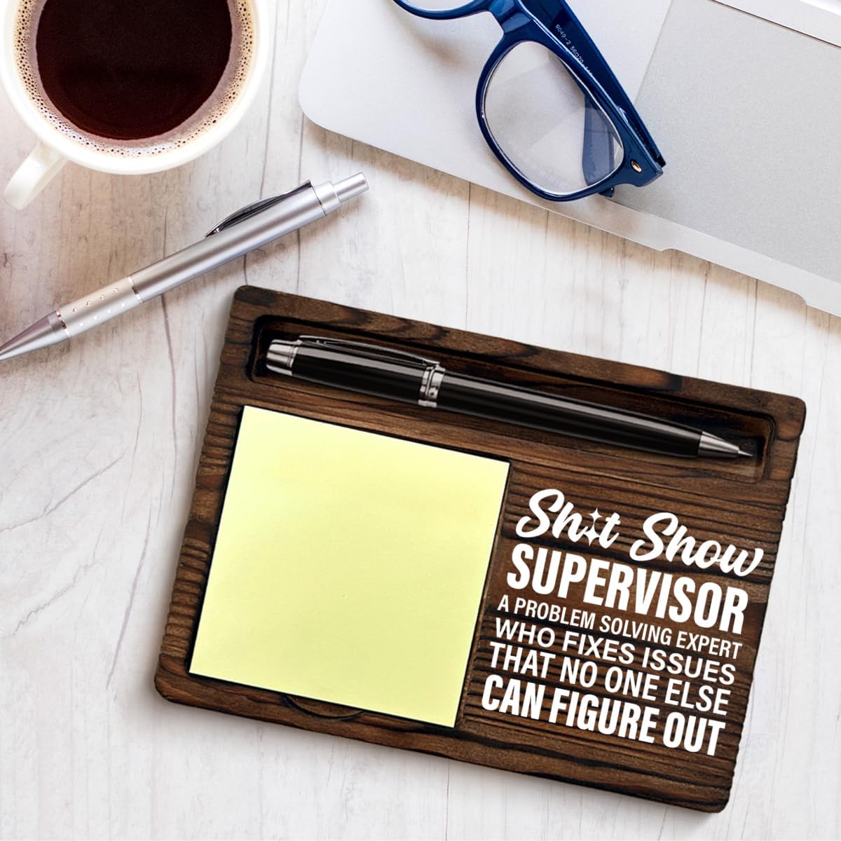 Funny Boss Gifts for Women Men, Best Thank You Gifts for Boss Leader Manager Supervisor Sticky Note Holder Office Decor