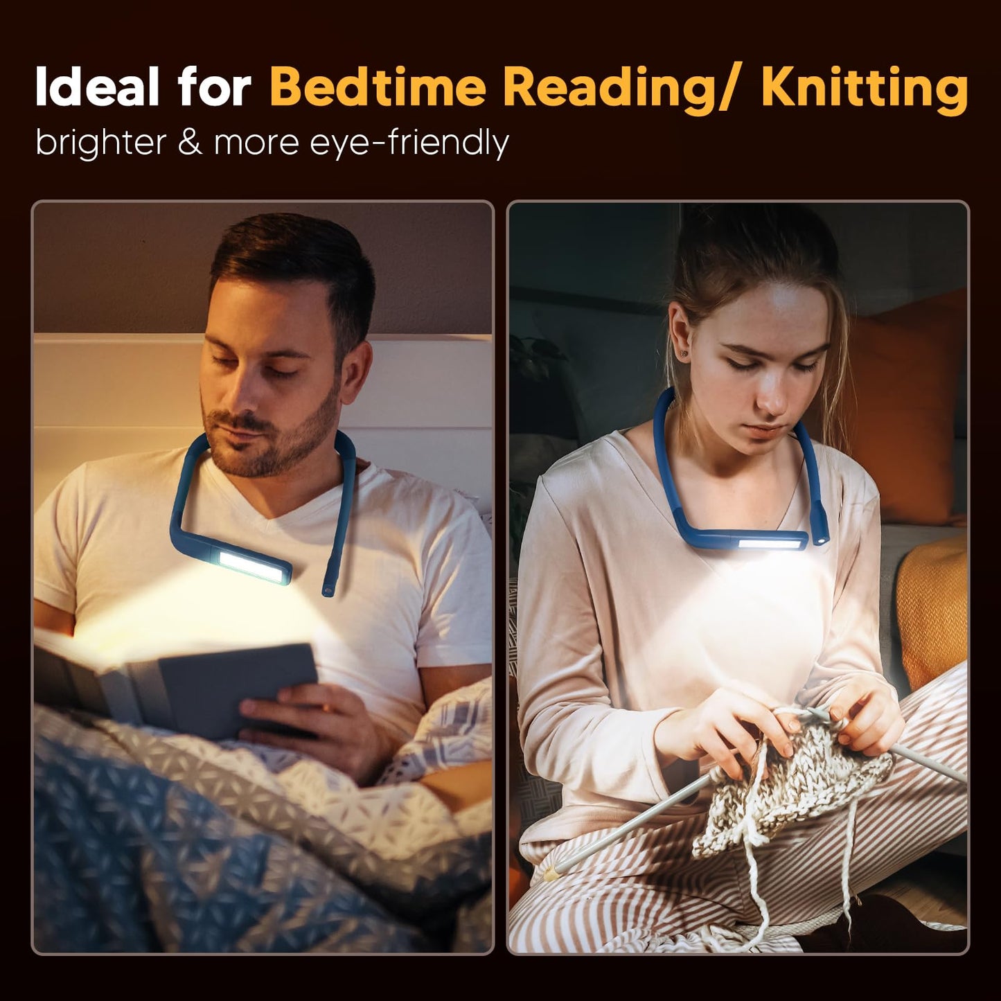 EastPin LED Neck Reading Light with Black Storage Case, Ideal for Reading, Crafting, and Outdoor Use, Blue, Model GH-9