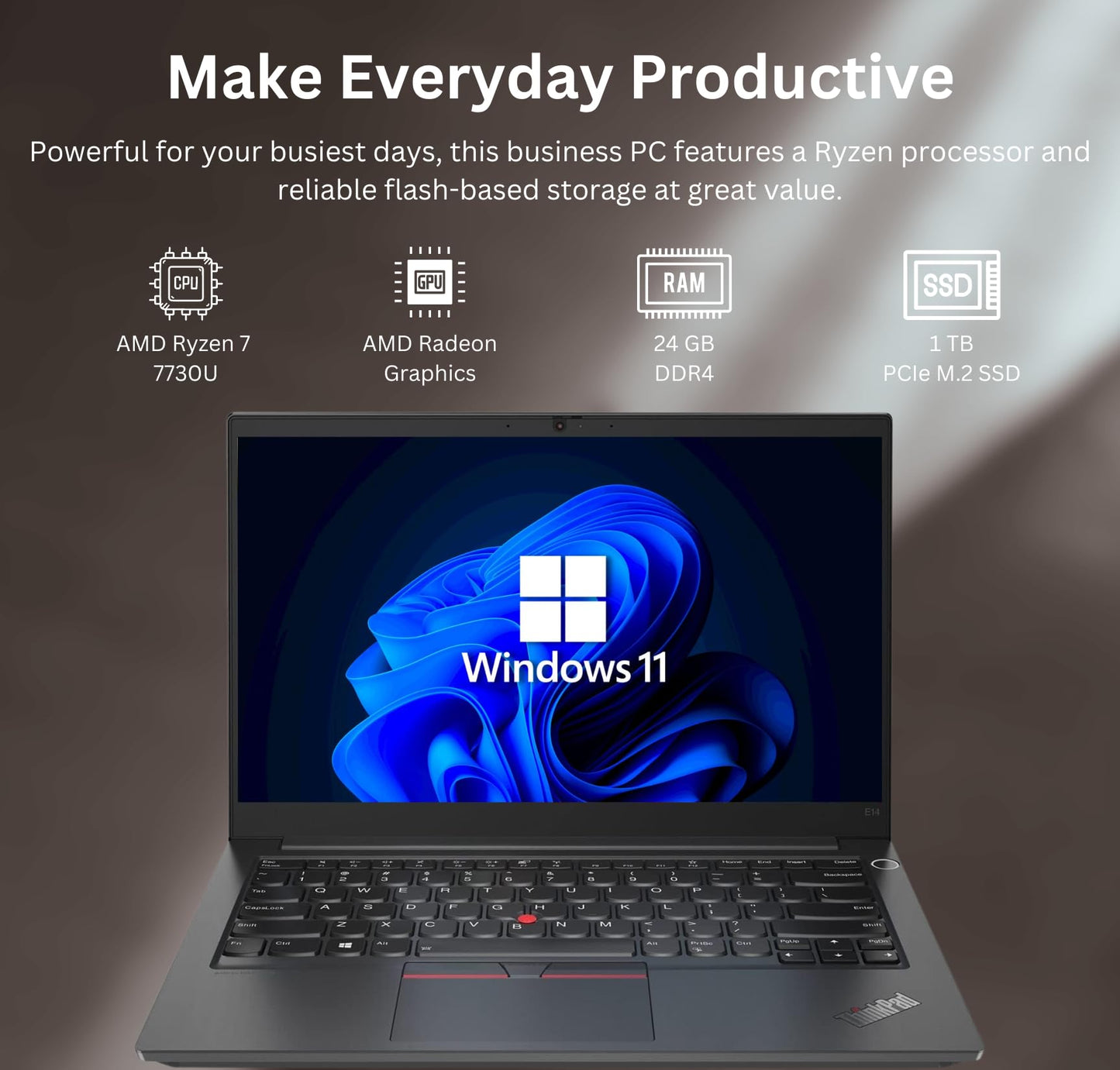 Lenovo Thinkpad E14 Gen 5 Business Laptop, 14 Fhd+ Display, Amd Ryzen 7 7730U (Beat I7-1255U), 24Gb Ram, 1Tb Ssd, Fp Reader, Bac