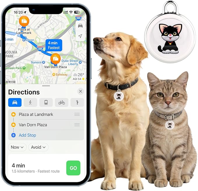 Smart GPS Tracker for Dogs|mini Easy to use Cat GPS Tracker|Waterproof and Drop-Proof|Real-time Positioning Smart Alarm pe...