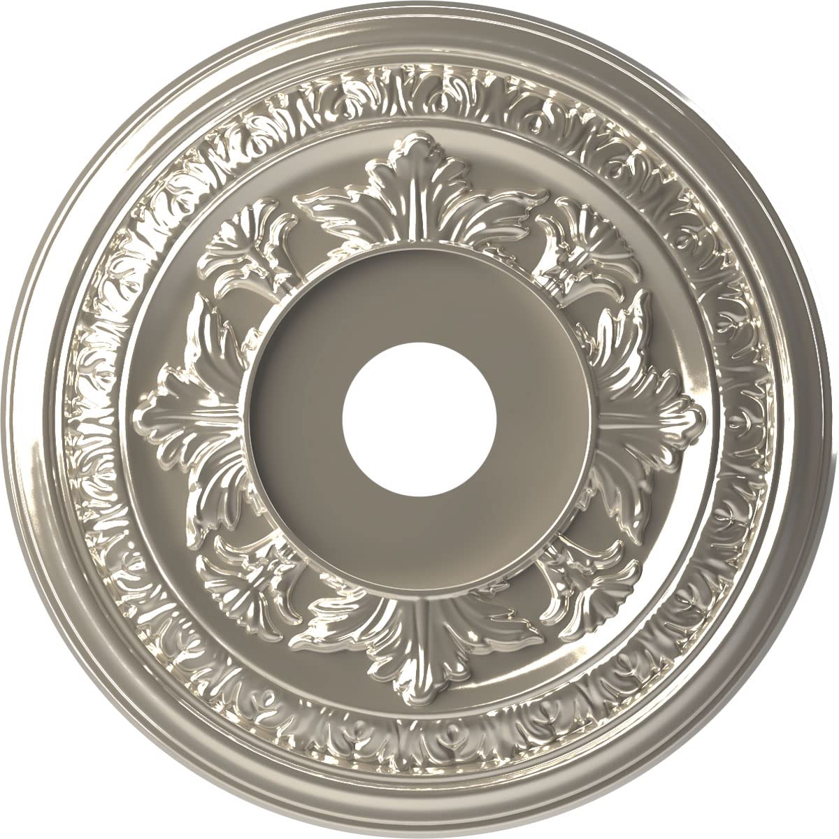 Ekena Millwork Cmp19Babcr Baltimore Thermoformed Pvc Ceiling Medallion (Fits Canopies Up To 7 3/4), 19Od X 3 1/2Id X 1P, Bright