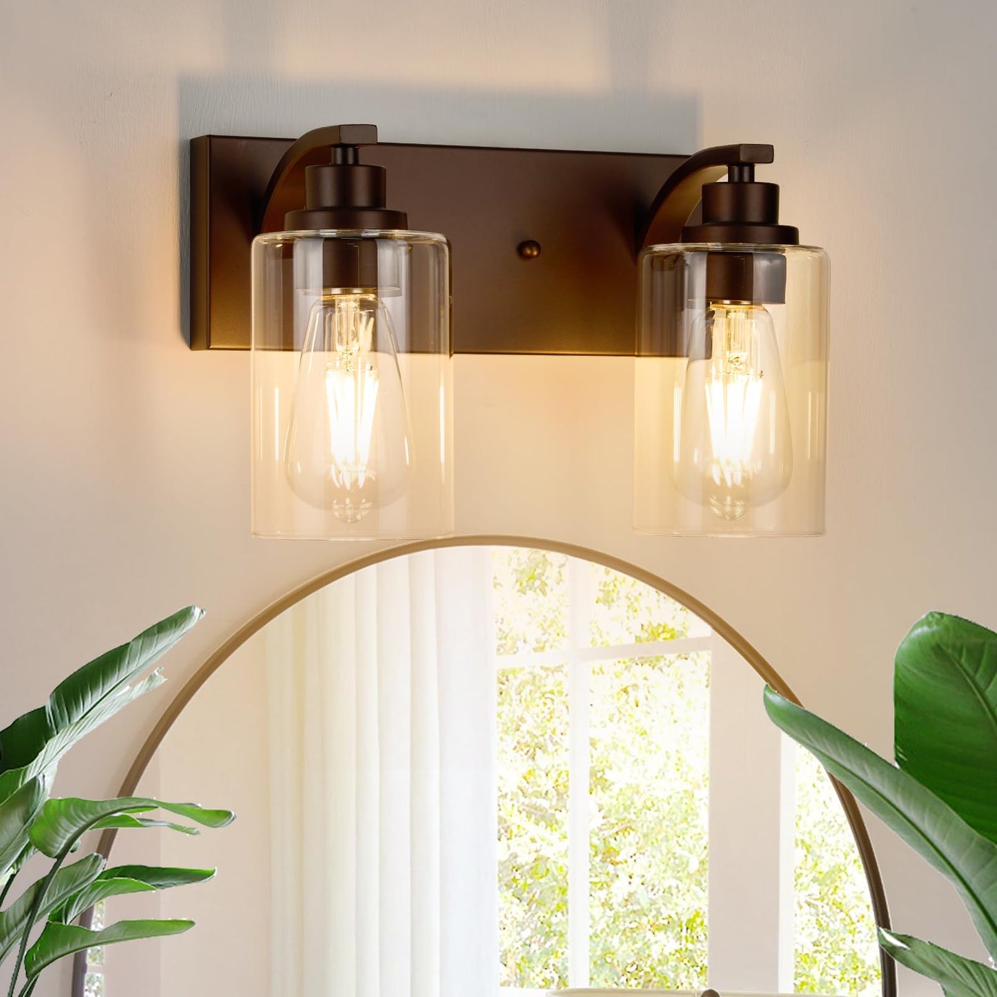 Alaislyc 2-Light Bathroom Light Fixtures Modern Orb Vanity Lights For Bathroom Lighting Fixtures Over Mirror With Clear Glass Shade For Cabinet Mirror Bedroom Hallway