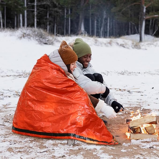 Survival Bag - 3 Pack Bivy Sack Waterproof, Emergency Sleeping Bags Blanket Stuff Shelter Xtreme Cold, Survival Gear and Supplies for Disaster Preparedness, Thermal, Portable, Camping