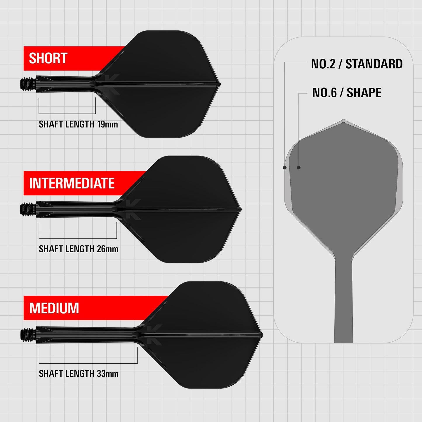 Target Darts K Flex Integrated Dart Flights And Shafts  No.2 Black (Intermediate) | Pack Of 3 K-Flex - No2  Kflex All In One Moulded Dart Flight & Stem | Professional Dart Accessories