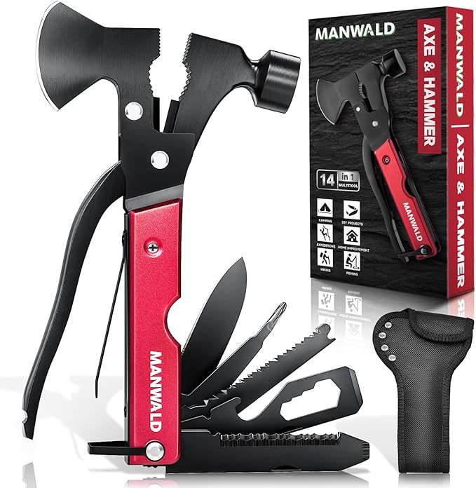 15 in 1 Multitool Axe Hatchet, Christmas Stocking Stuffers for Men Adults, Camping Accessories Survival Gear, Multi Tool for Camping Hiking Survival, Cool Gadgets Gifts for Men,Husband, Boyfriends