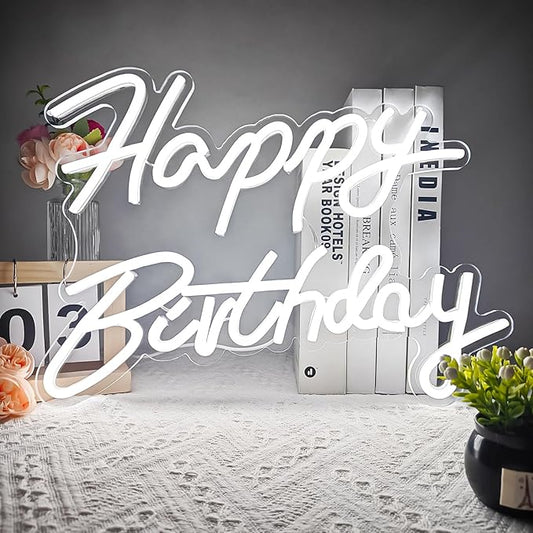 Ajoyferris Happy Birthday Neon Sign Dimmable Light Neon Happy Birthday Sign Happy Birthday Led Sign Happy Birthday Light U...