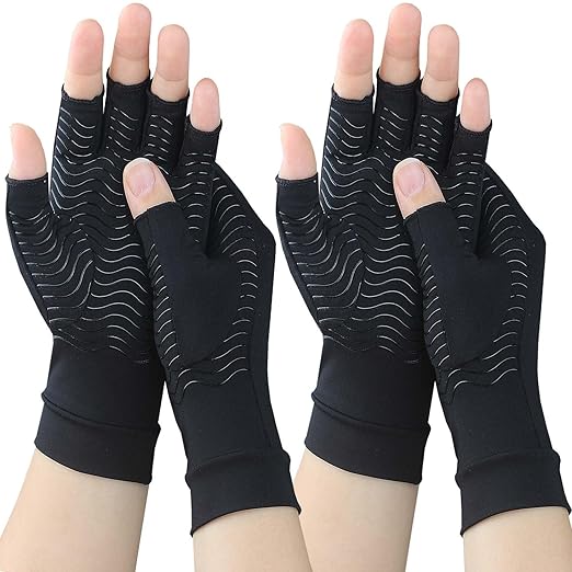 TIZHJOZI 2 Pairs Copper Arthritis Compression Gloves for Rheumatoid, Osteoarthritis, Carpal Tunnel Pain Relief, Compressio...