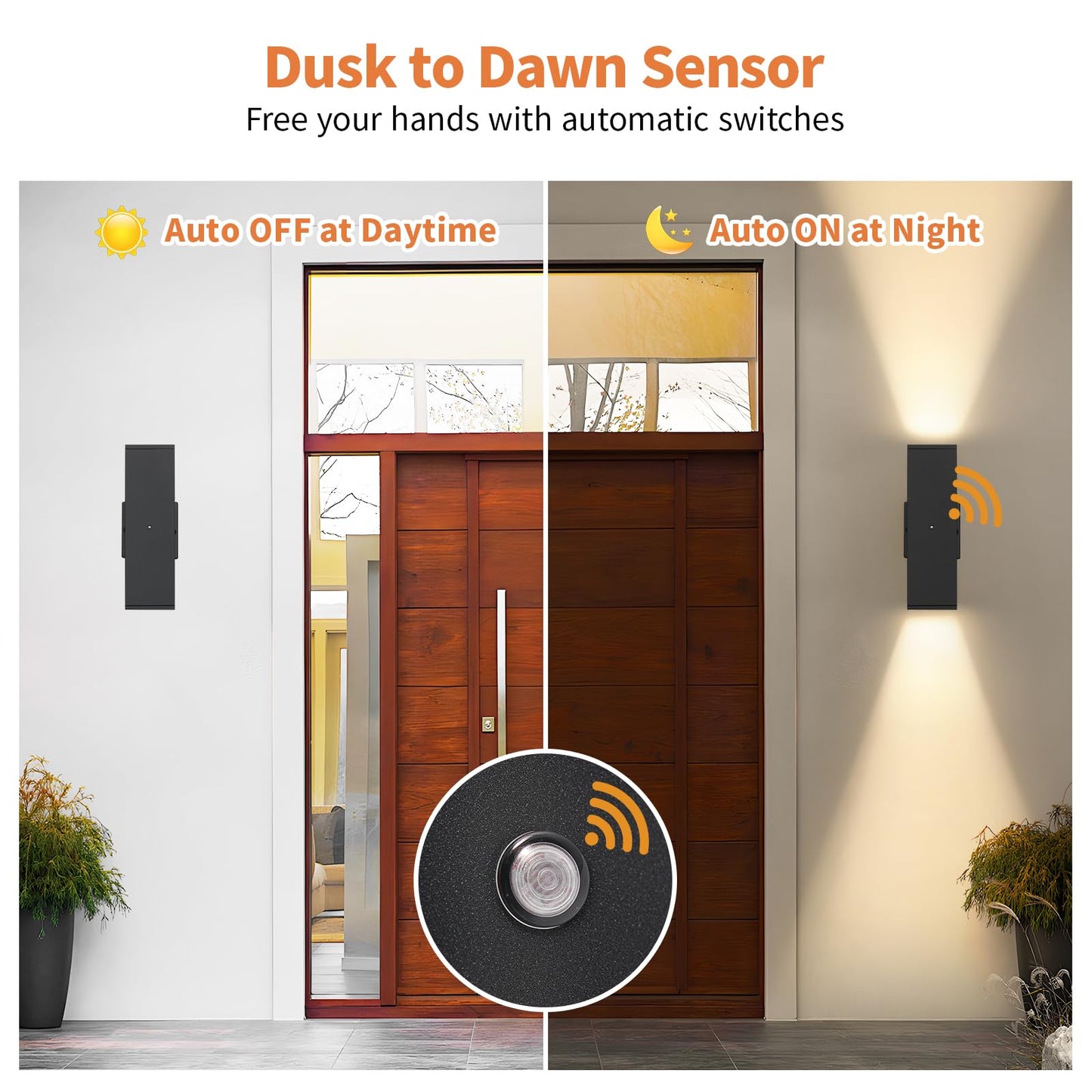 Dusk To Dawn Outdoor Lighting  Led Square Up And Down Outdoor Sconce Lights  Matte Black Exterior Lighting Fixtures With 7W Led Bulbs  Front Porch Lights For House  Garage  Patio  Doorway  4 Pack