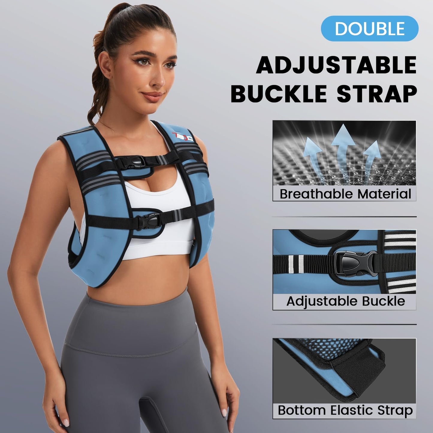 TB3C Weighted Vest Woman Men 12lb Weights with Reflective Stripe, Weighted vest for Women Workout Equipment for Strength Training Running