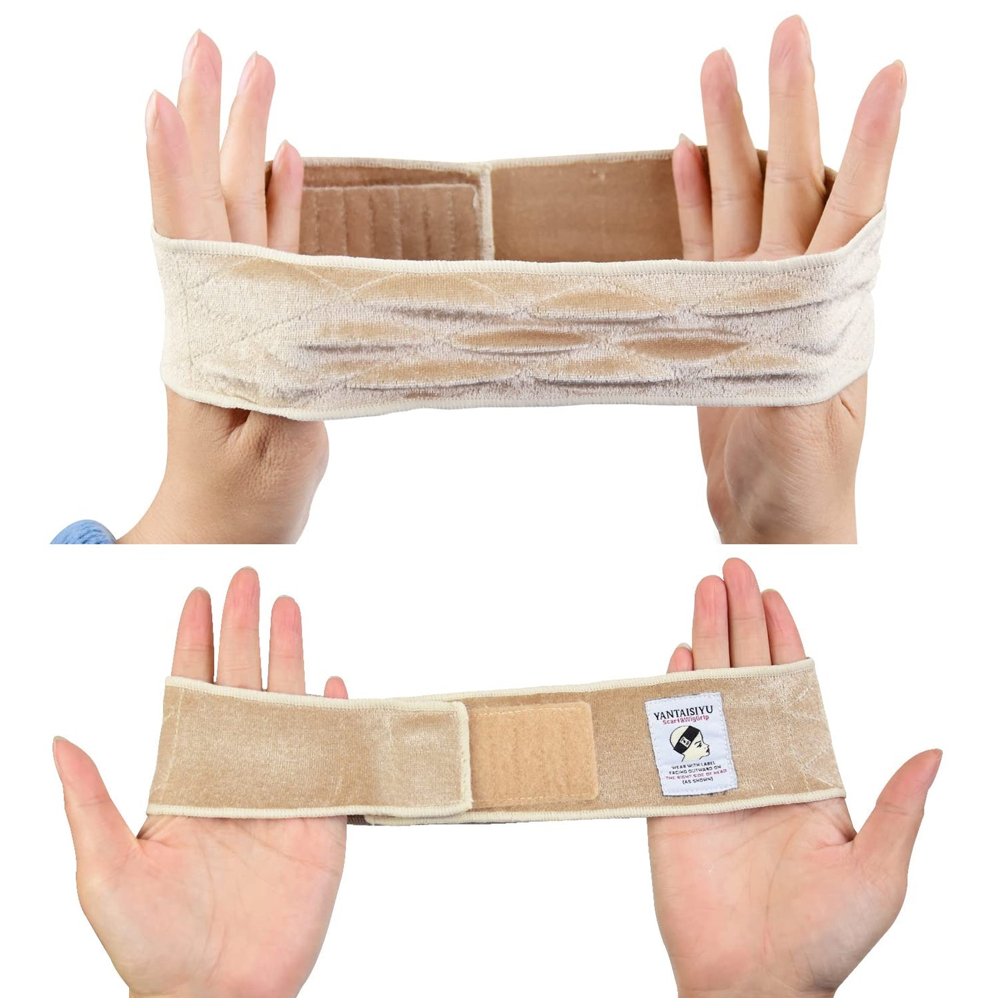 YANTAISIYU Wig Grip Band for Women Adjustable Non-Slip Wigs Scarf Grip Headband for Keeping Wig in Place (Beige)