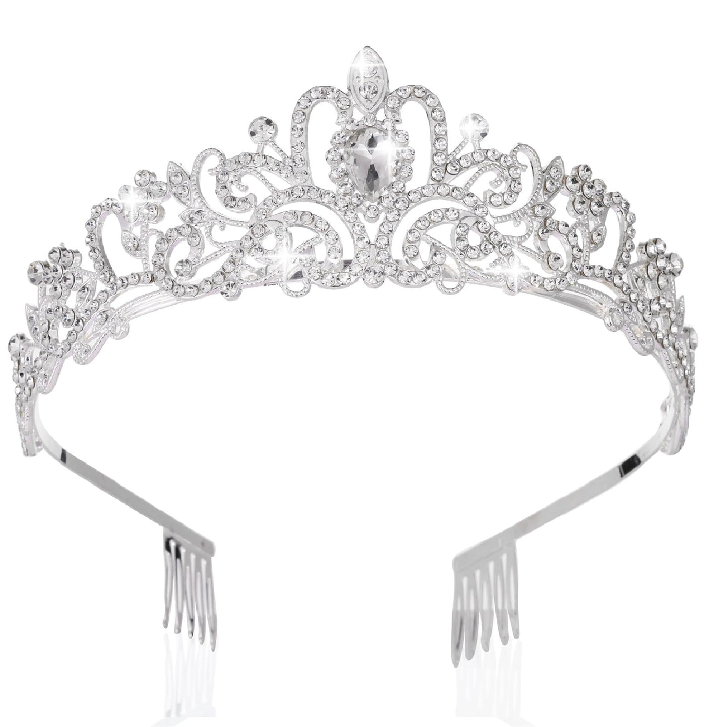 Kamirola - Silver Crystal Tiaras Crowns For Women Girls Princess Elegant Crowns with Combs Women's Headbands Bridal Wedding Prom