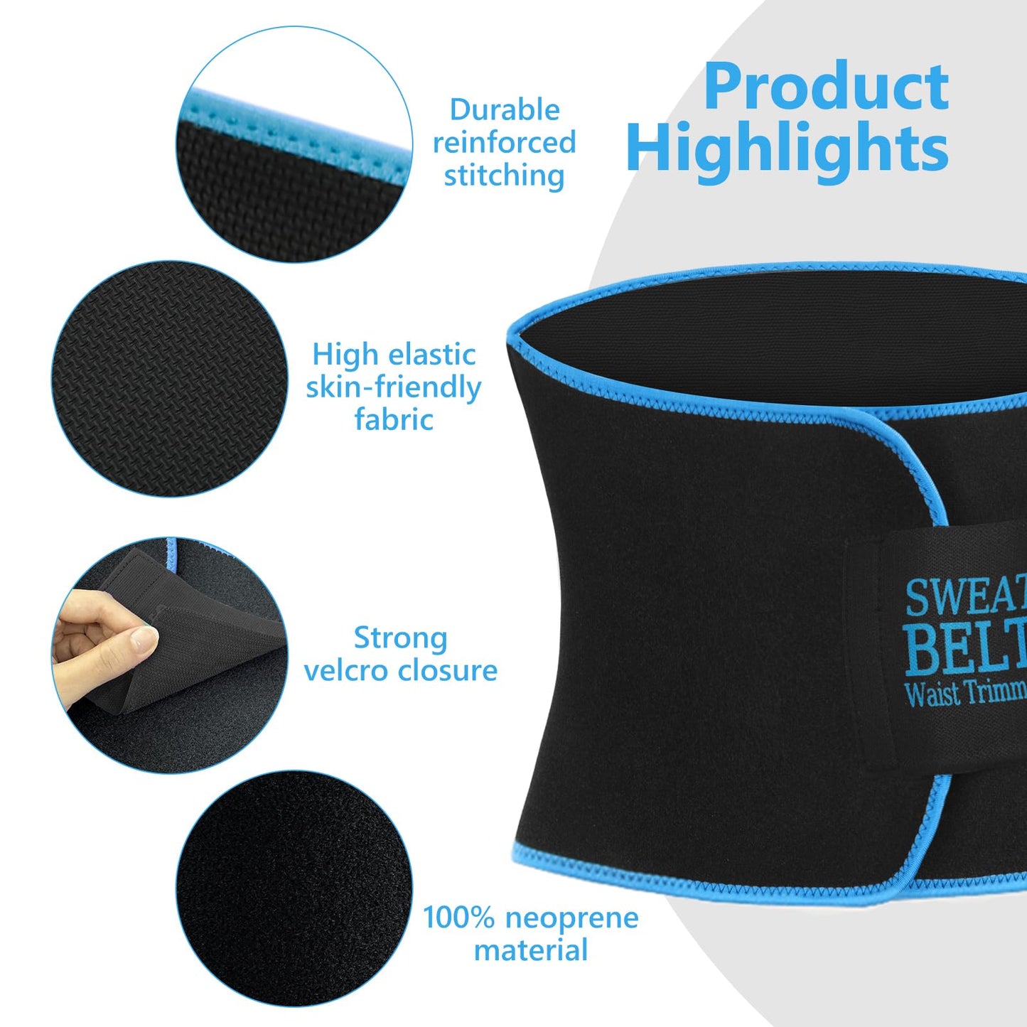 AMZBOSS Waist Trainer for Women Lower Belly Fat, Waist Sweat Band for Women, Belly Band Sweat Belt, Stomach Wrap, Faja Body Shaper (Blue, X-Large)