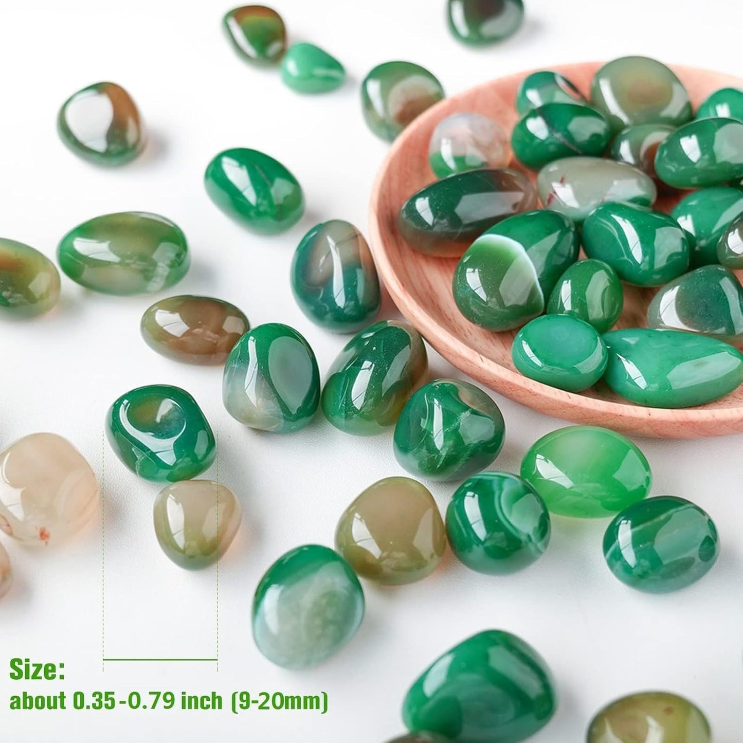 Halatool 6LB Green Pebbles 0.35"- 0.6" Aquarium Gravel for Fish Tank Natural Landscaping Pebbles for Home Decor Decorative Polished Stones for Succulents Potted Plants DIY Handmade & Vase Filler