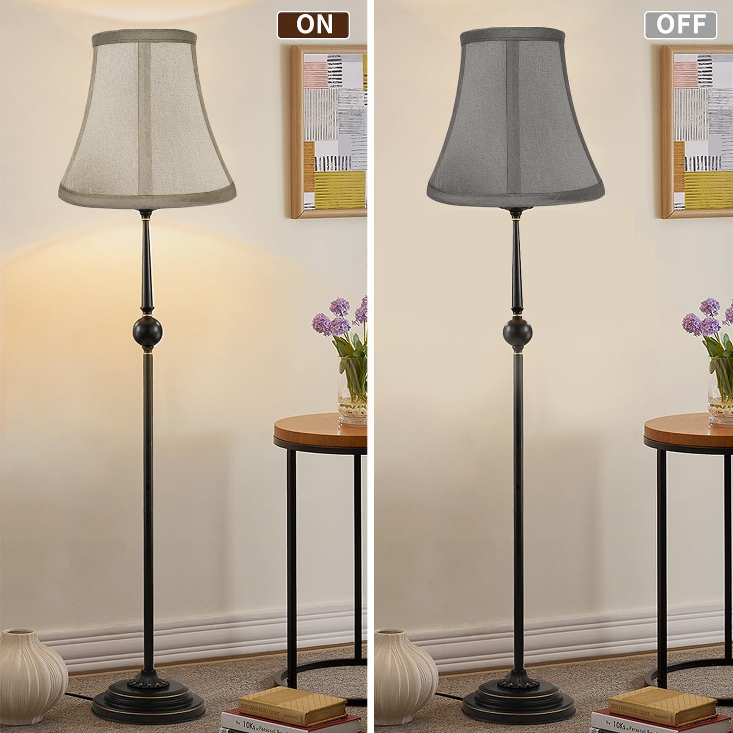 Urbanest Softback Bell Lampshade, Faux Silk, 9-Inch, Light Gray, Single