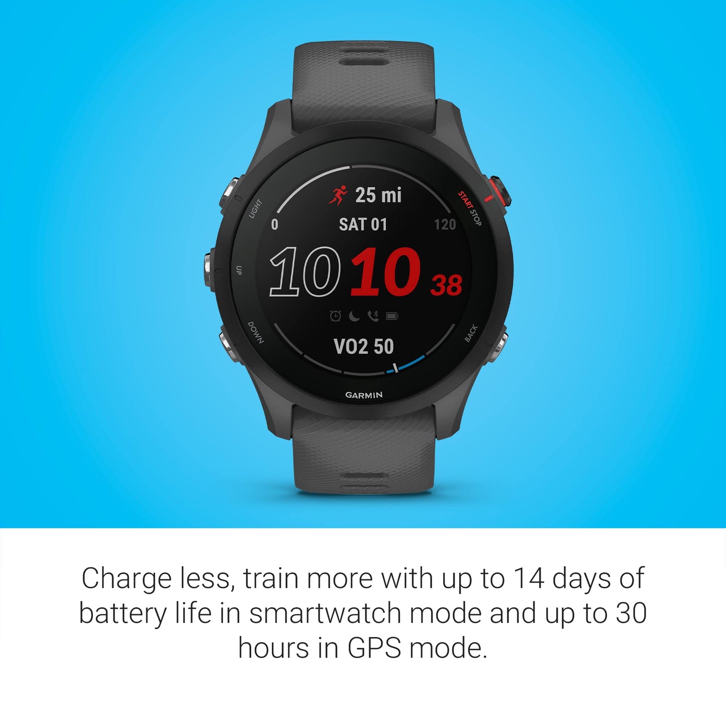 Garmin Forerunner® 255, GPS Running Smartwatch, Advanced Insights, Long-Lasting Battery, Slate Gray (Renewed)