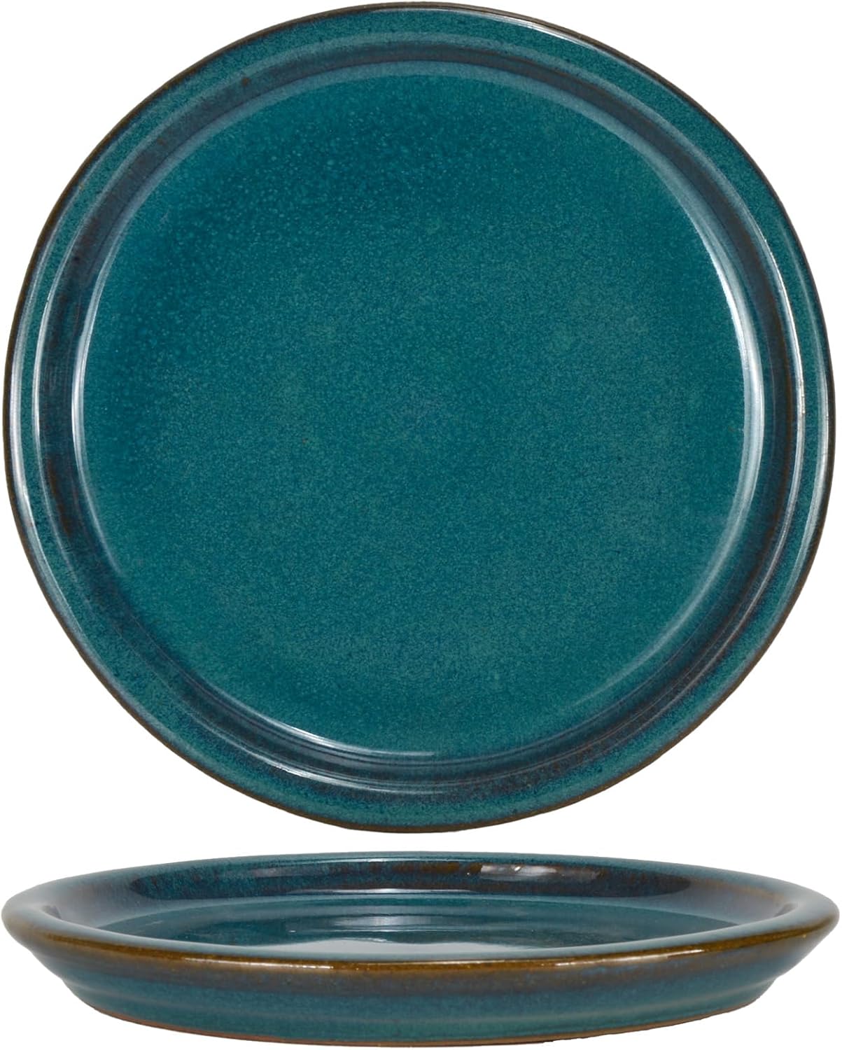 W&W Ceramic Plant Saucer - Plant Trays for Indoor Pots (Teal, 10 inches, 2 Packs)