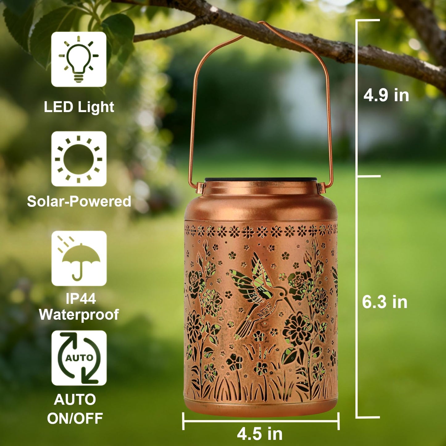 Birthday Gifts For Women Mom Grandma Solar Lantern Outdoor Waterproof  Gardening Gifts For Women  Hummingbird Rose Garden Decor Hanging Solar Lights Yard Decorations Outdoor  Backyard  Patio