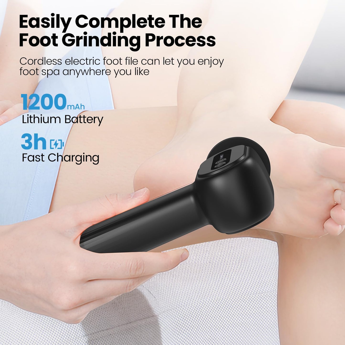 Electric Callus Remover for Feet, 2 in 1 Electric Foot File Grinder, Rechargeable Cordless Foot Scrubber for Dead Skin, Adjustab