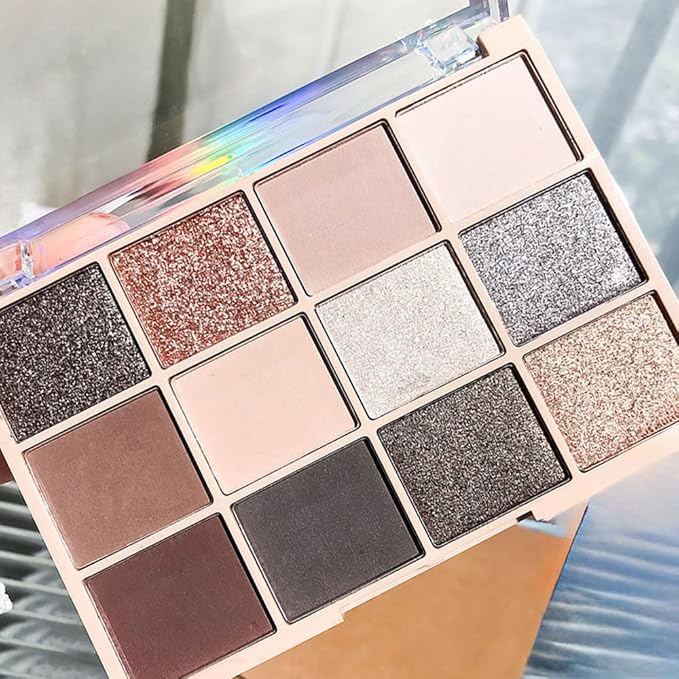 SUAKE Neutral Smokey Eye Shadow Palette,Nude Silver Gray Black Cream Eyeshadow Palette,Make Up Pallets for Women, Highly Pigmented Long Lasting Naturing-Looking