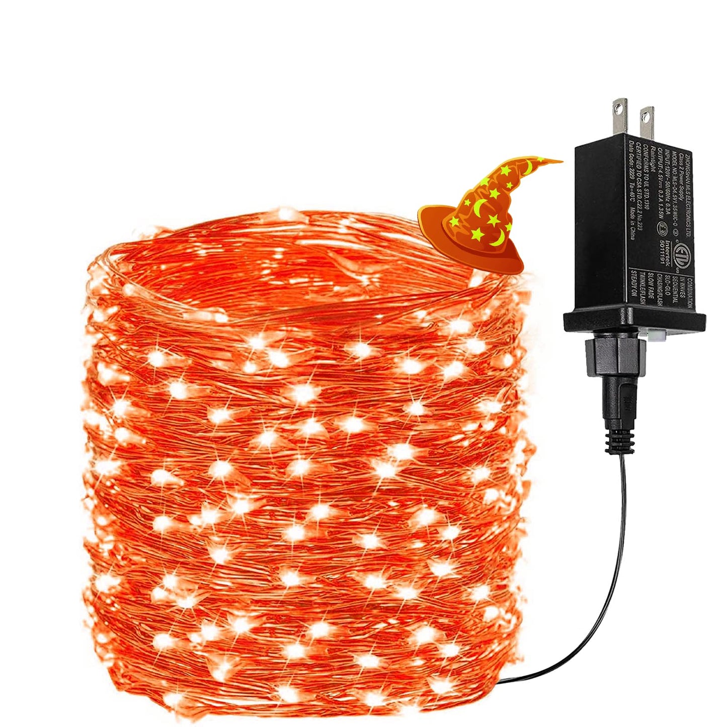 66Ft 200 Led Halloween Fairy Lights Plug In  8 Modes String Lights With Timer For Outdoor & Indoor  Waterproof Twinkle Lights For Bedroom Garden Party Carnival Supplies Halloween Decorations (Orange)
