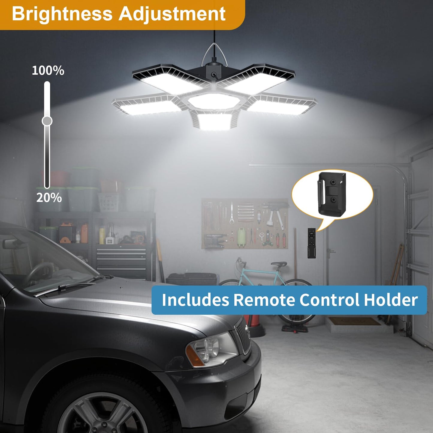 Solar Shed Light Indoor Outdoor, Upgrade Large 267LED Solar Powered Motion Sensor Pendant Light Works Day & Night, Solar Indoor Light with 2 Lighting Modes + Timer & Remote for Shed Gazebo Garage Barn