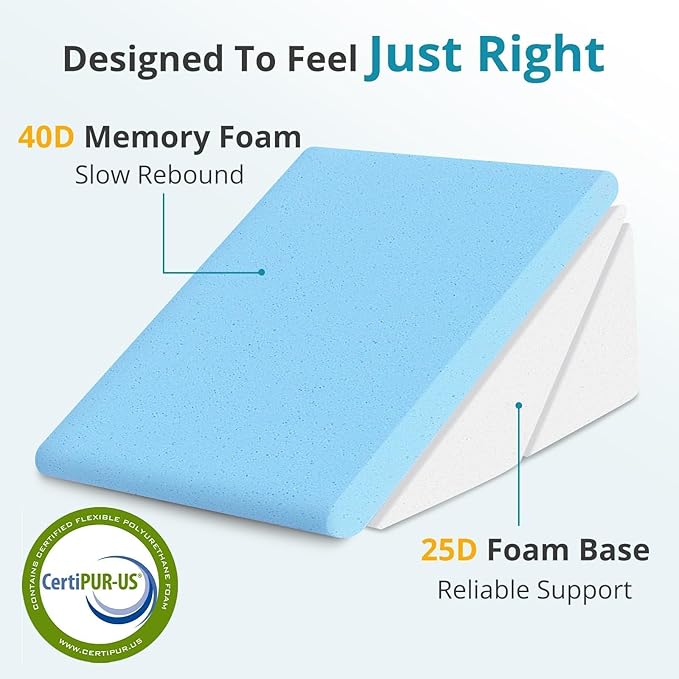 Sasttie Wedge Pillow for Sleep Apnea, 10 Inch Adjustable Bed Wedge Pillow for Back Pain, Acid Reflux Relief, Memory Foam Triangle Pillow Wedge for Sleeping, Post Surgery, Knee Elevation, Sag