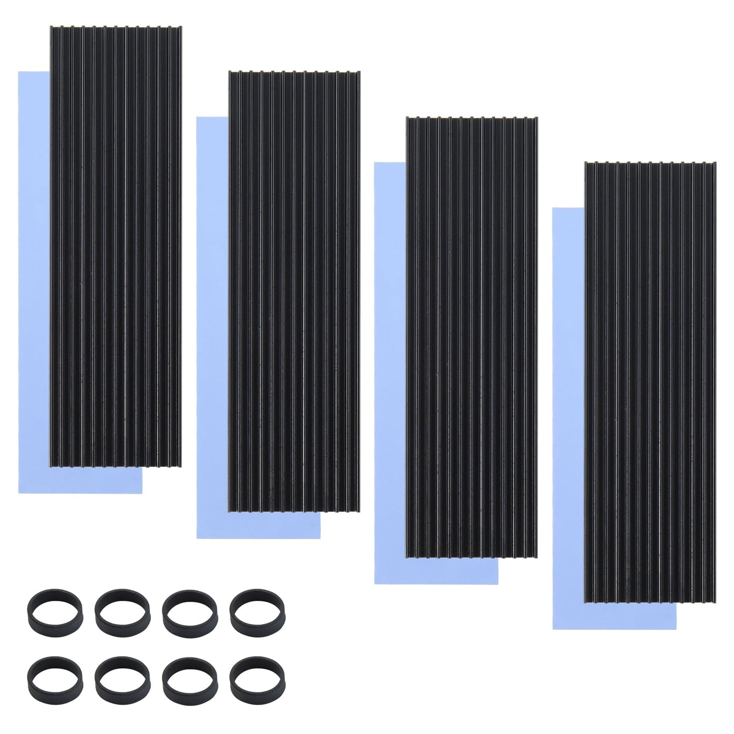 Eluteng M.2 Ssd Heatsink 4Pcs 2280 Ssd Heat Sink With Nvme Ssd Thermal Pad Nvme Heat Sink With 8 Black Rubber Straps For Pc/Ps5