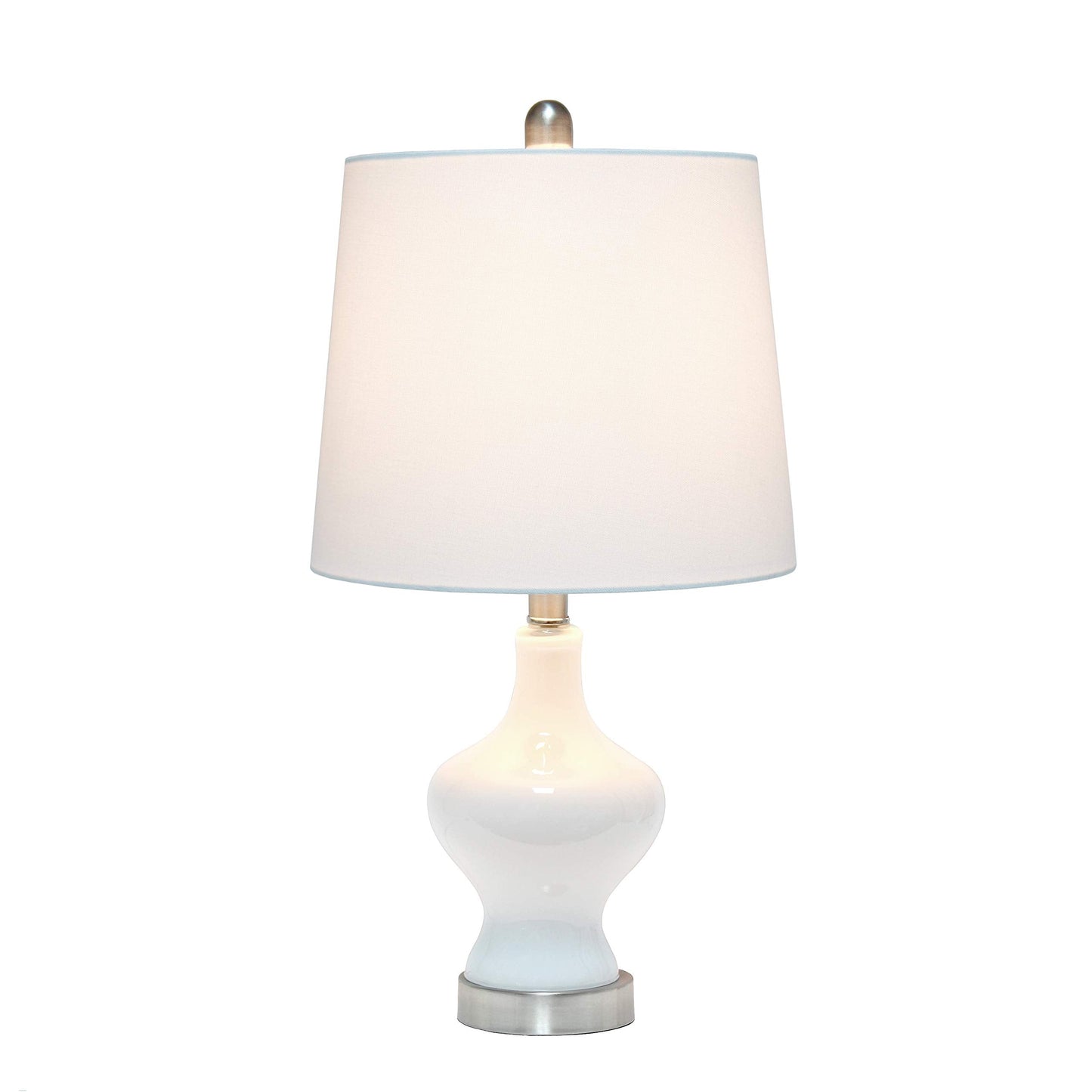 Elegant Designs Glass Table Lamp, Gourd Shaped, Model LT3317-WHT, White