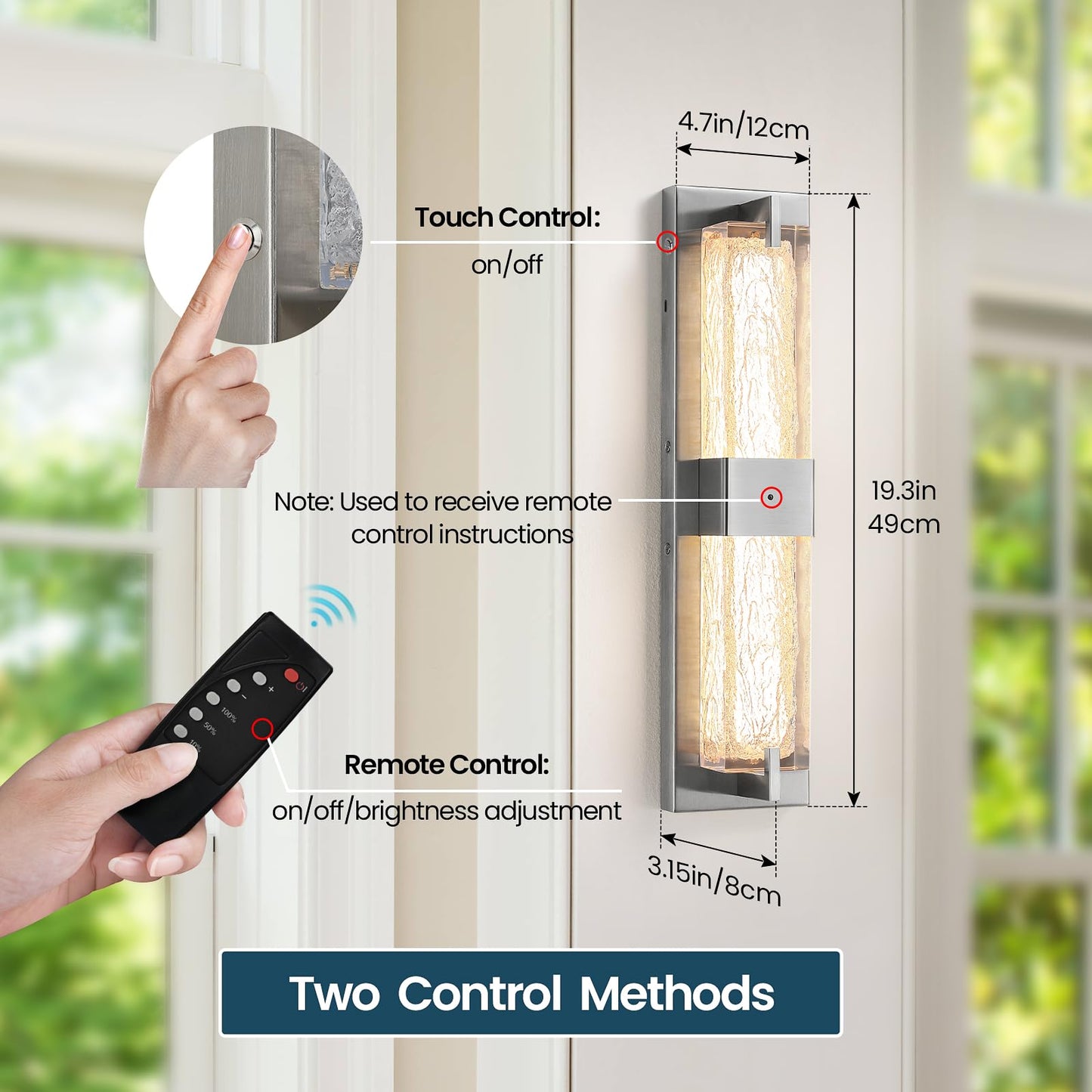 Battery Operated Resin Wall Sconce - Wireless Rechargeable Wall Light Nickel  Led Remote Wall Sconces Lighting  Modern Cordless Brass Vanity Light Fixtures For Living Room Bedroom Bathroom