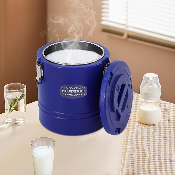 Eapmic 15.85Qt Insulated Food Container, Stainless Steel Container, 15L Commercial Soup Carrier 6 Hours Heat Preservation for Hot and Cold Food Storage Restaurant Canteen Home Lunch Use (Blue, 15L)