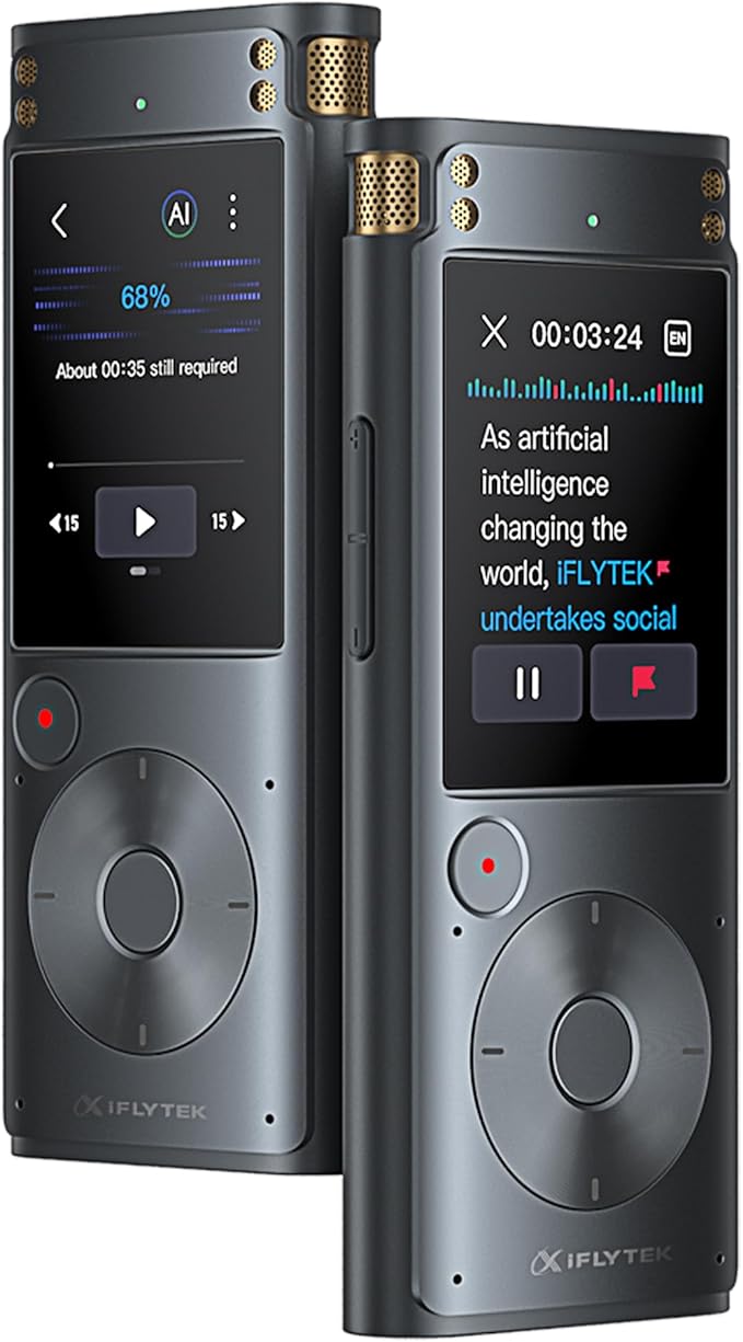 iFLYTEK Offline Voice Recorder with Playback, Secure Digital Recorder with AI Transcription, 5-Language Voice-to-Text, Noi...