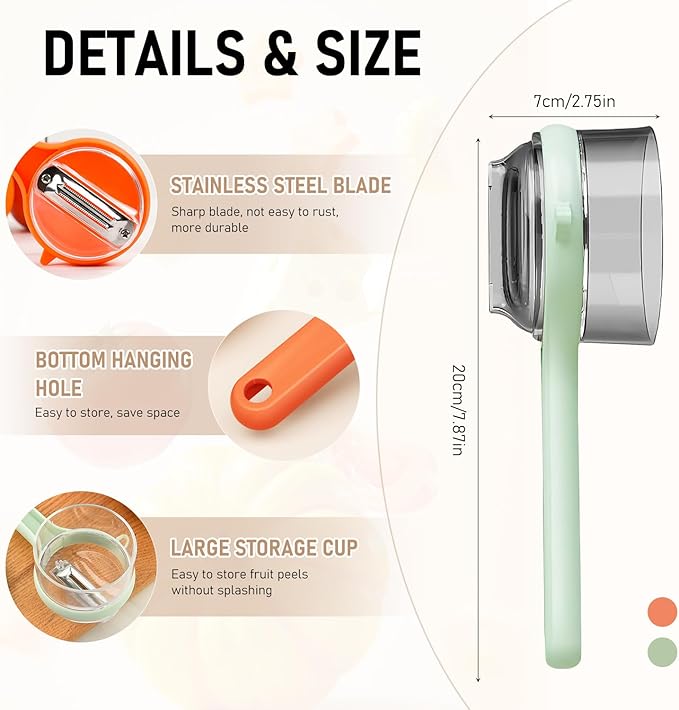 2PCS Vegetable peelers for kitchen with Box Storage, Potato Peeler, Fruit Carrot Veggie Peelers,2-in-1 Multifunctional Veggie Fruit Peeling Tool, office and camping(Green+Orange)