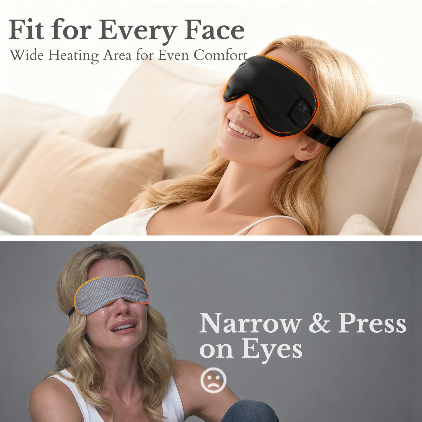 HOTHUGZ Cordless Heated Eye Mask, Silk Warm Eye Compress for Dry Eyes, Eye Relief, Improved Sleep, Washable Eye Heating Pad for Travel, 5 Temp & 6 Timers, 2-in-1 Heated & Cooling Gel Mask(2 Pack