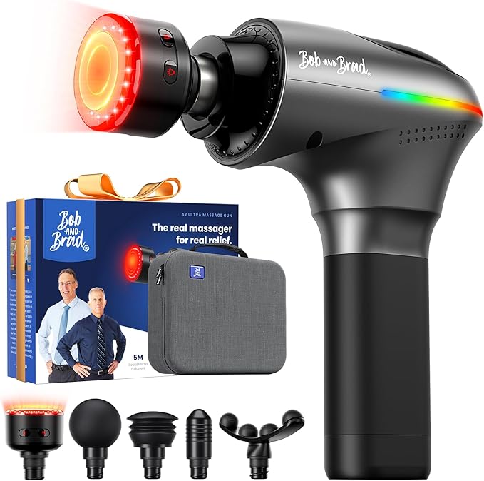 BOB AND BRAD A2 Ultra Massage Gun with Red Light Infrared Heat Head, FSA Eligible/HSA Eligible, Pro Percussion Massage Gun...