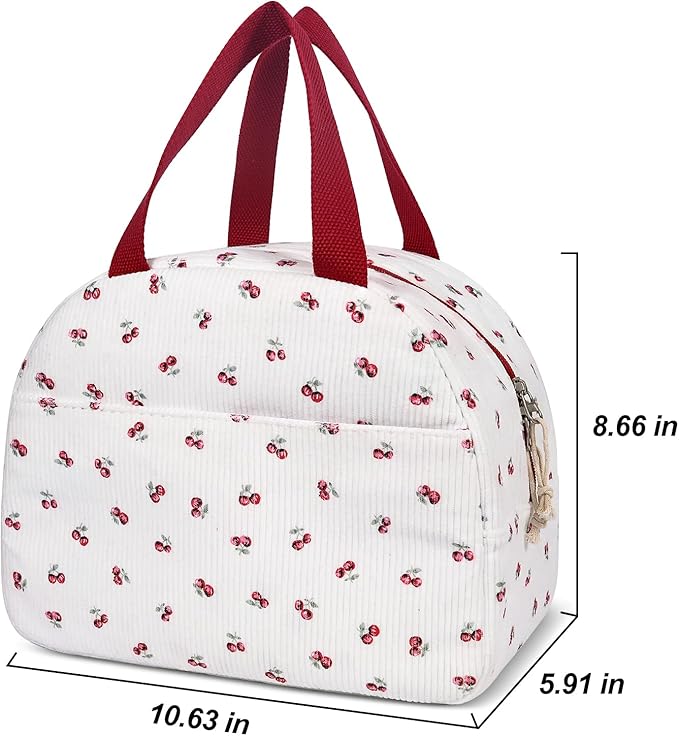 Lunch Box for Women,Cute Quilted Lunch Tote Bag,Reusable Insulated Lunch Box,Large Capacity Cooler Bag with Compartments for Work, Picnics or Travelling